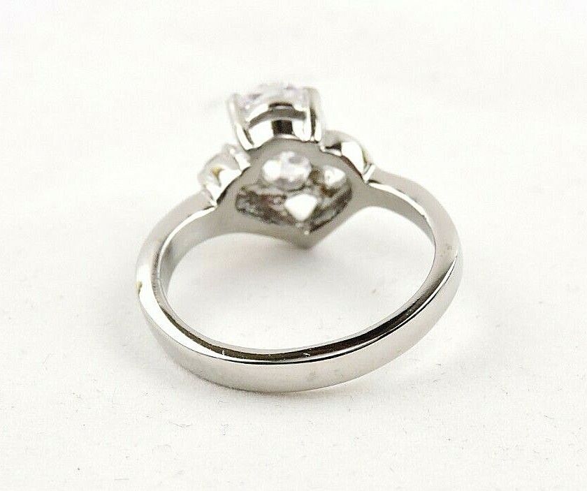 Stainless Steel 2.56 cttw Oval And Round Cubic Zirconia Ring