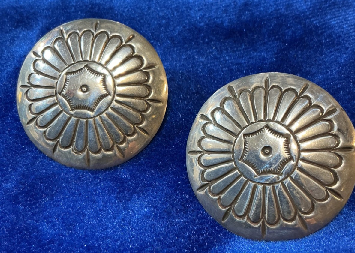 VINTAGE STERLING SOUTHWEST N. A. ROUND EARRINGS