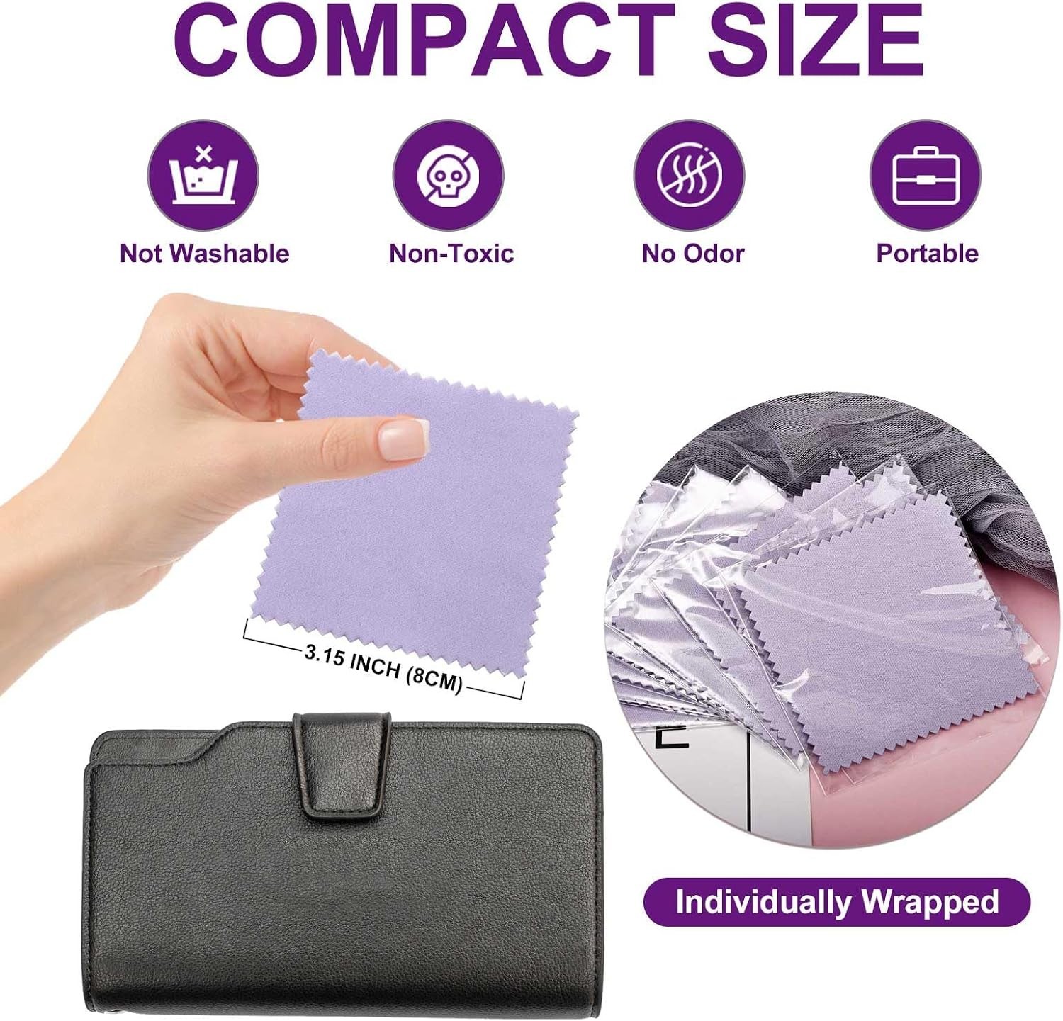 50 Individually Packed Jewelry Cleaning Cloths – Gold, Silver, Platinum Care
