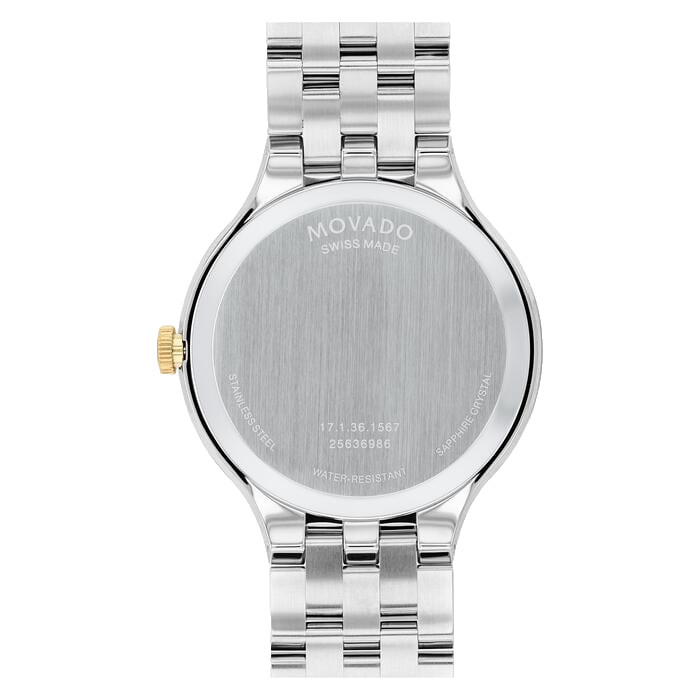 MOVADO 0607733 BLACK DIAL TWO TONE STAINLESS STEEL BRACELET 40MM MENS WATCH