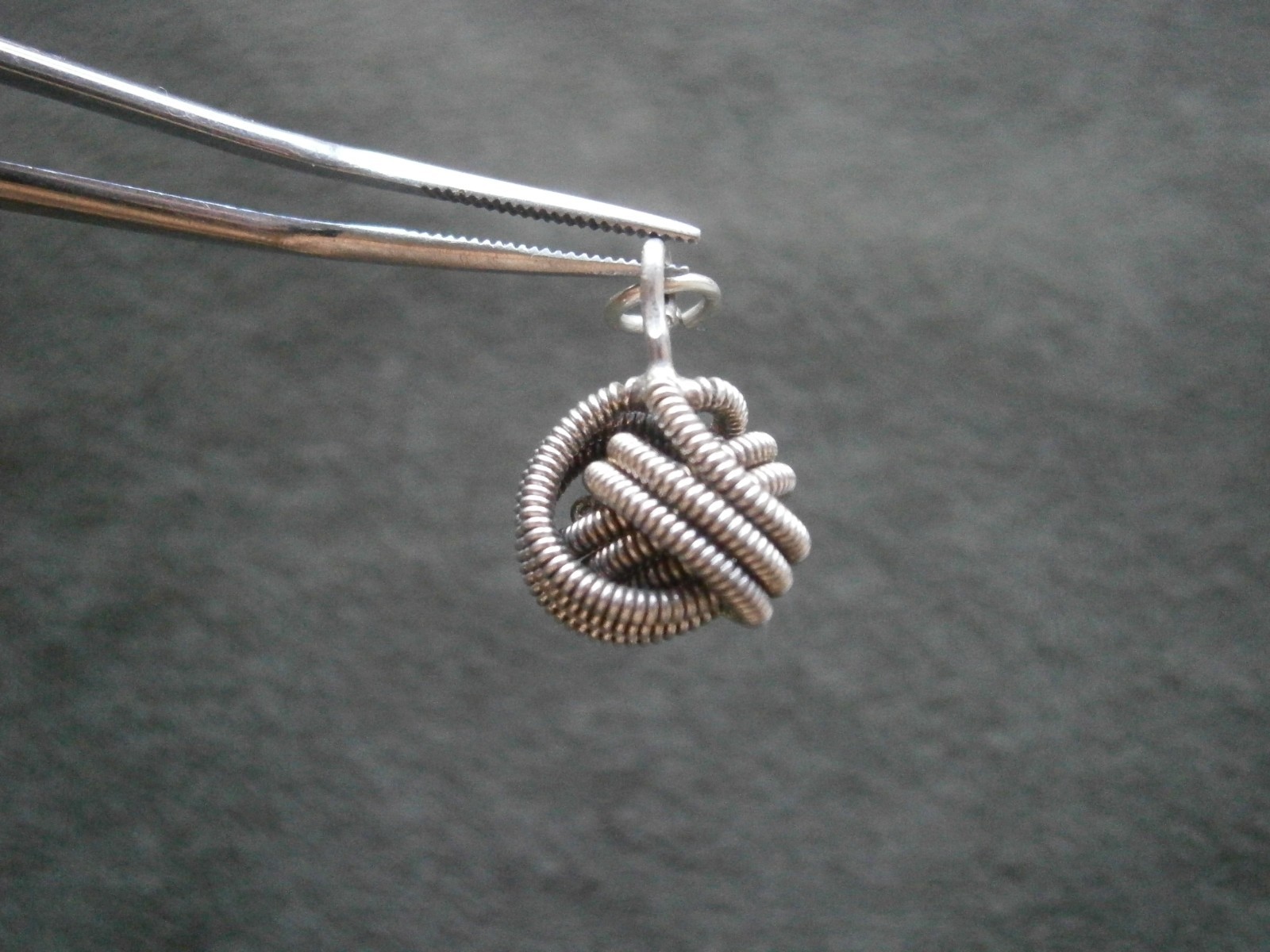 French Knot Love Knot Vintage Sterling Silver Bracelet Charm Pendant 3.0g