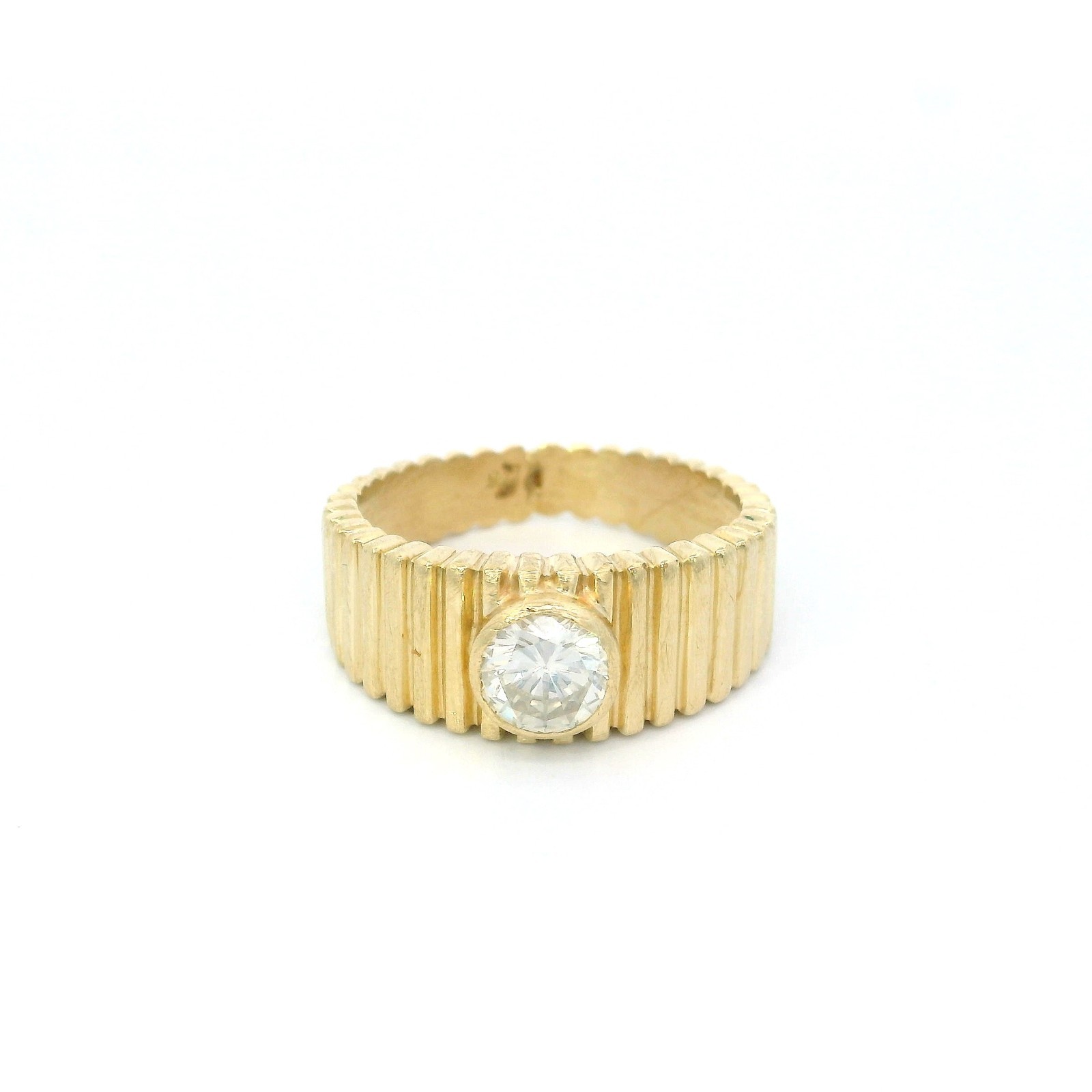 Ladies Ring, Gold Ring with Zircon Yellow Gold 585 14 KT Size 54