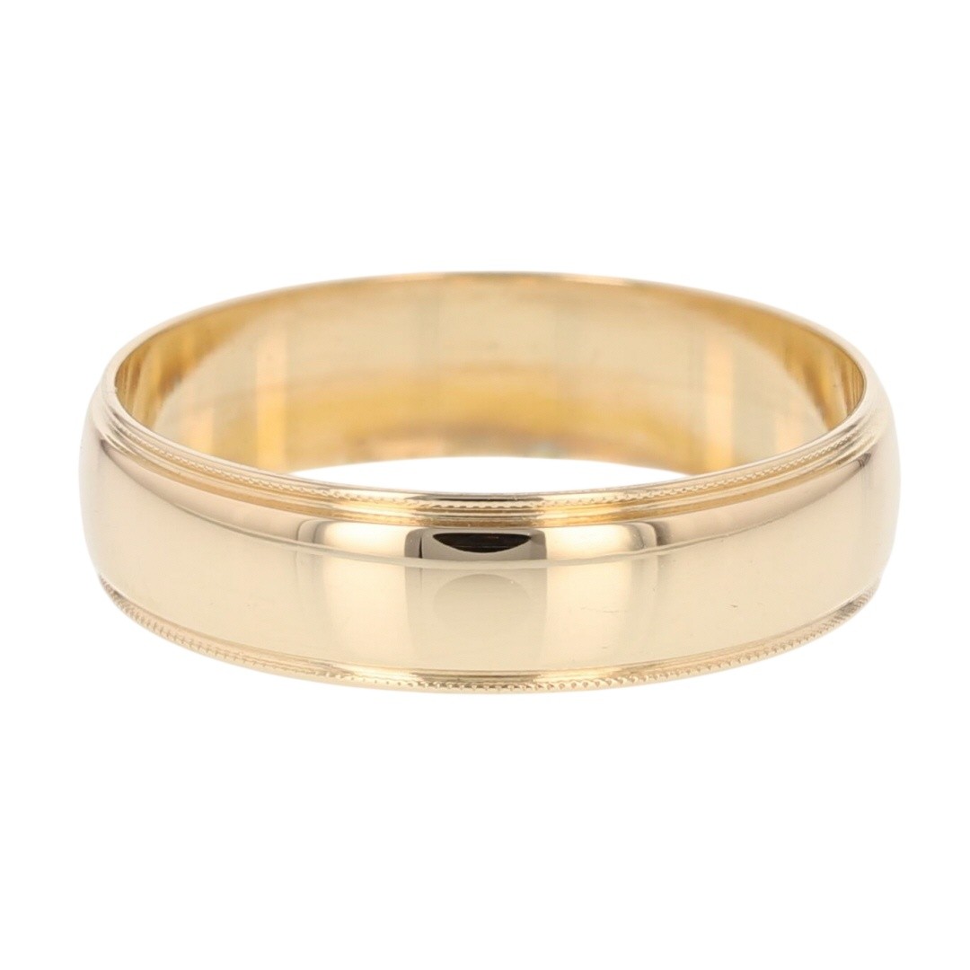 5.6mm Polished Milgrain Wedding Band Ring 14k Yellow Gold 4.05 Grams Size 11