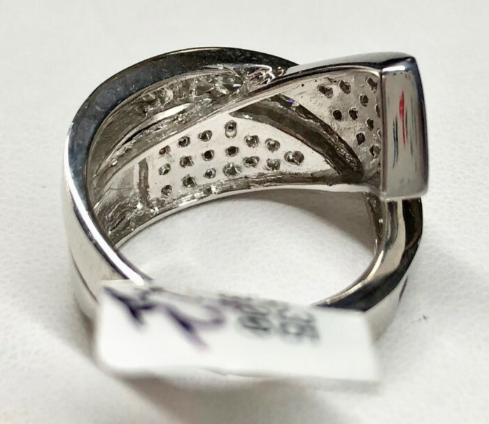 NEW 18k White Gold Crossover Ring, 1.35ctw Natural Diamonds (Size 7.5) 9.6 gram