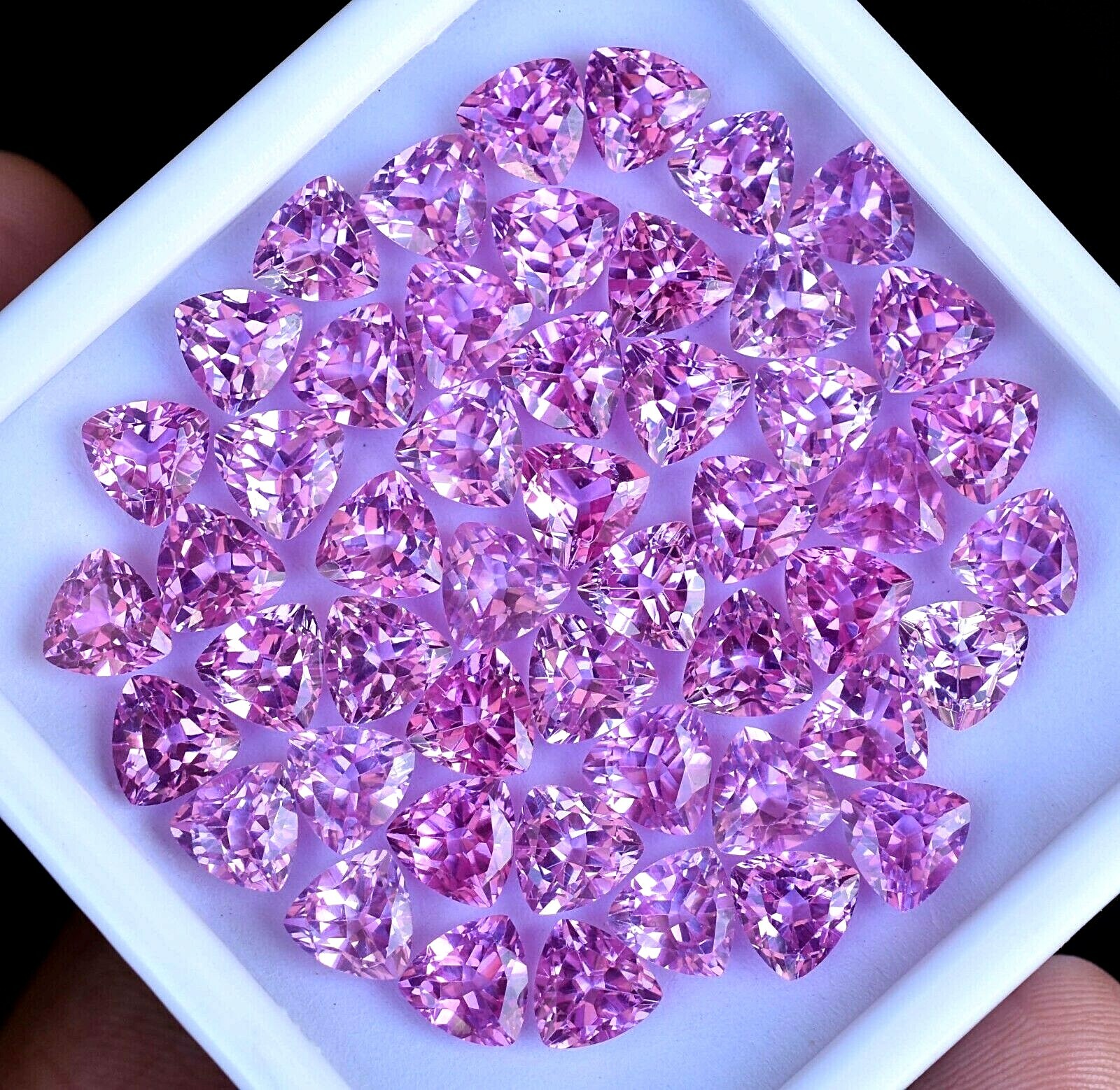 Natural 50 Pcs Mogok Pink Ruby Trillion 6.90 MM Certified AAA+ Treated Gemstone