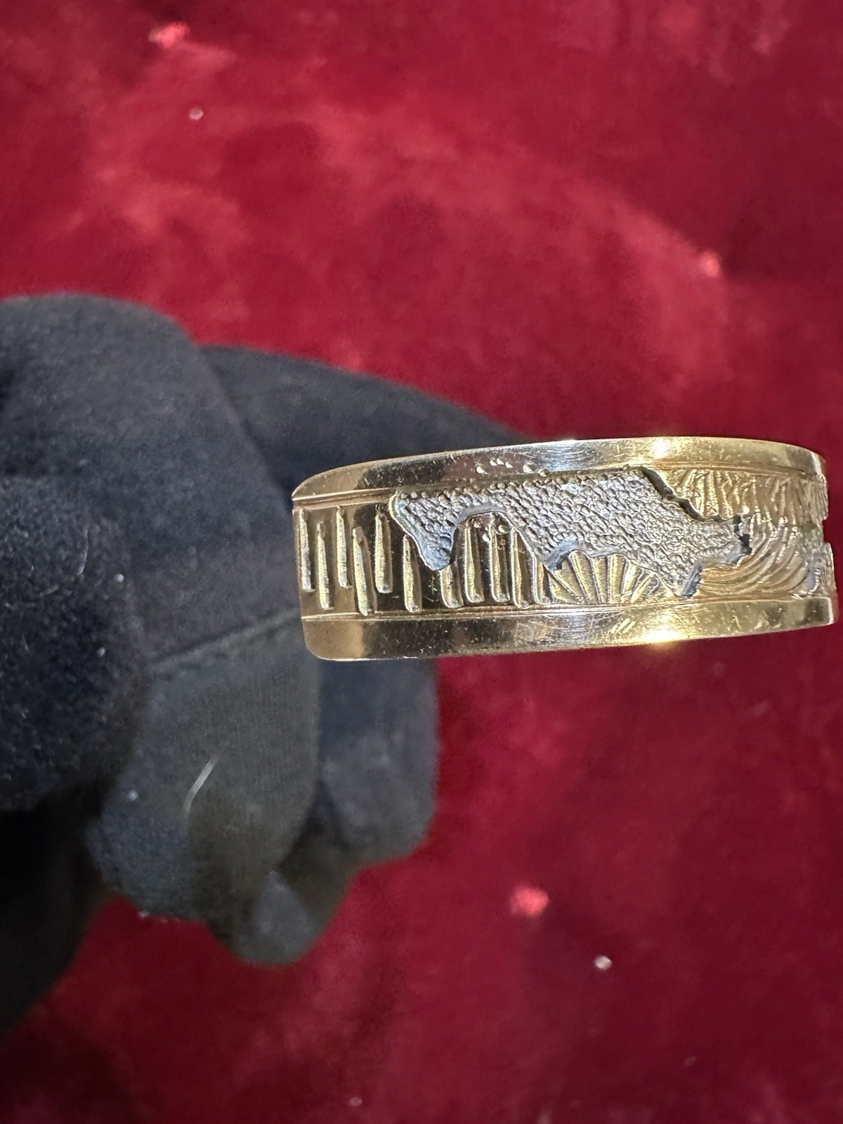Navajo Floyd/Lloyd Becenti BCT Sterling & 12KGF Storyteller Cuff Bracelet 17.3g