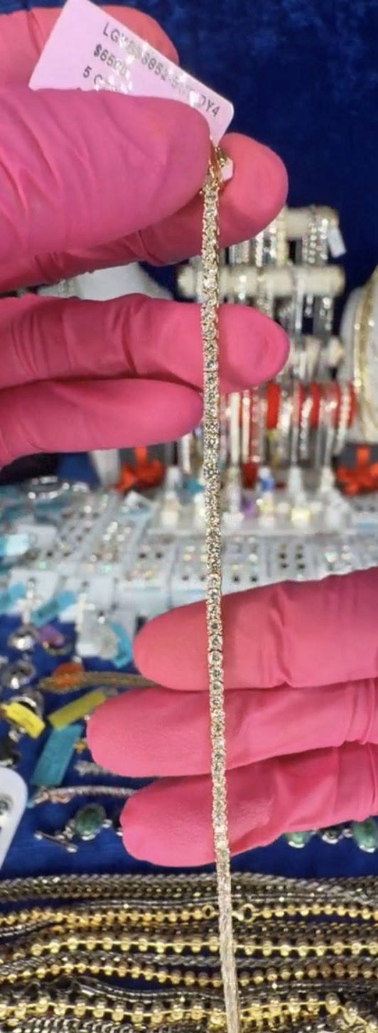 Silver 5ct Lab-Created Clear Round Diamond Tennis Bracelet Box Clasp