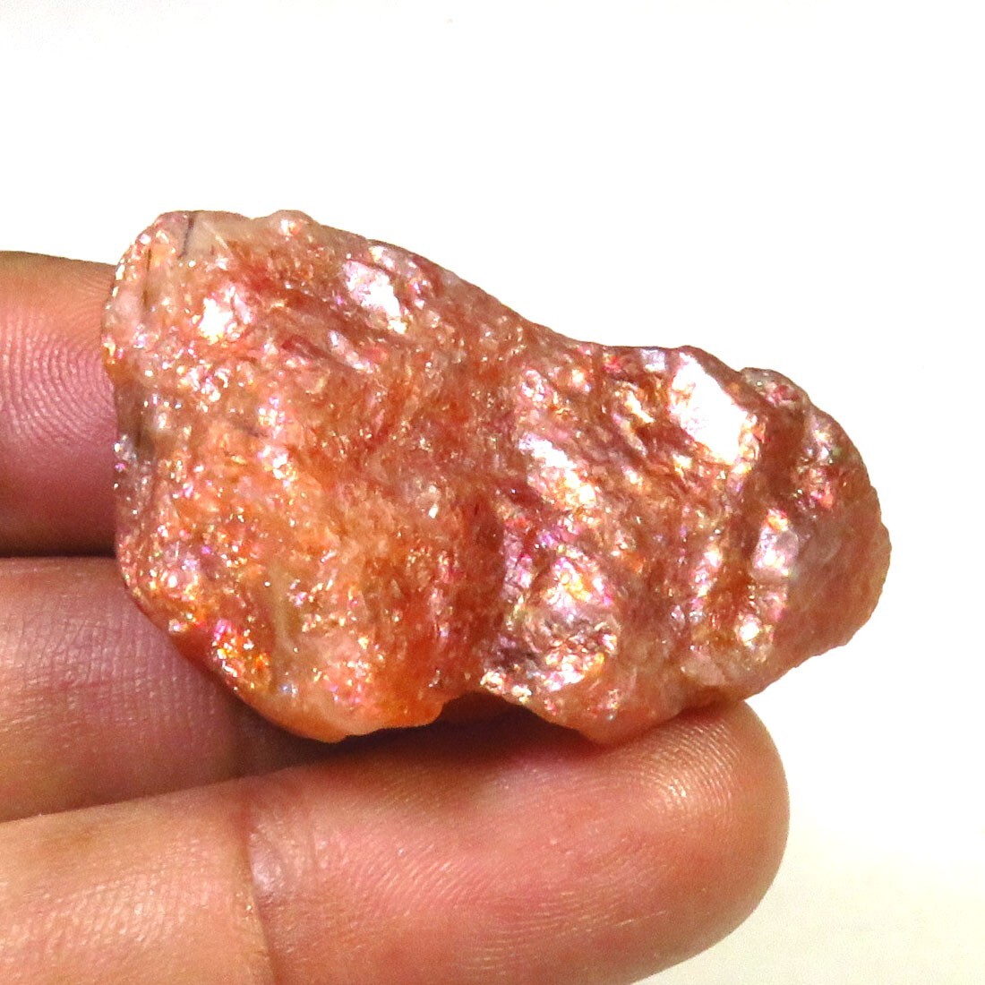 Rainbow Orange Sunstone Rough 38x21mm 79cts Natural Sunstone Rough Gems SR-399
