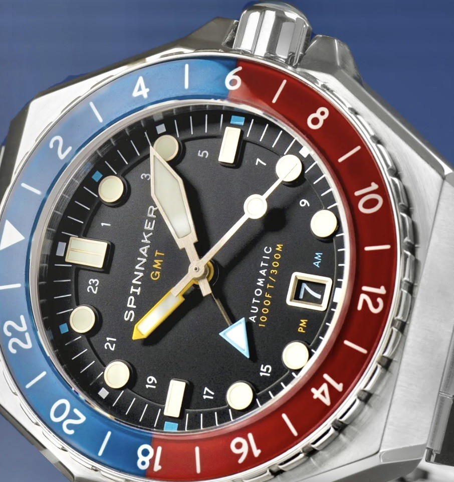 SPINNAKER DUMAS GMT AUTOMATIC Cobalt Crimson 44mm 300m Diver Stainless Steel
