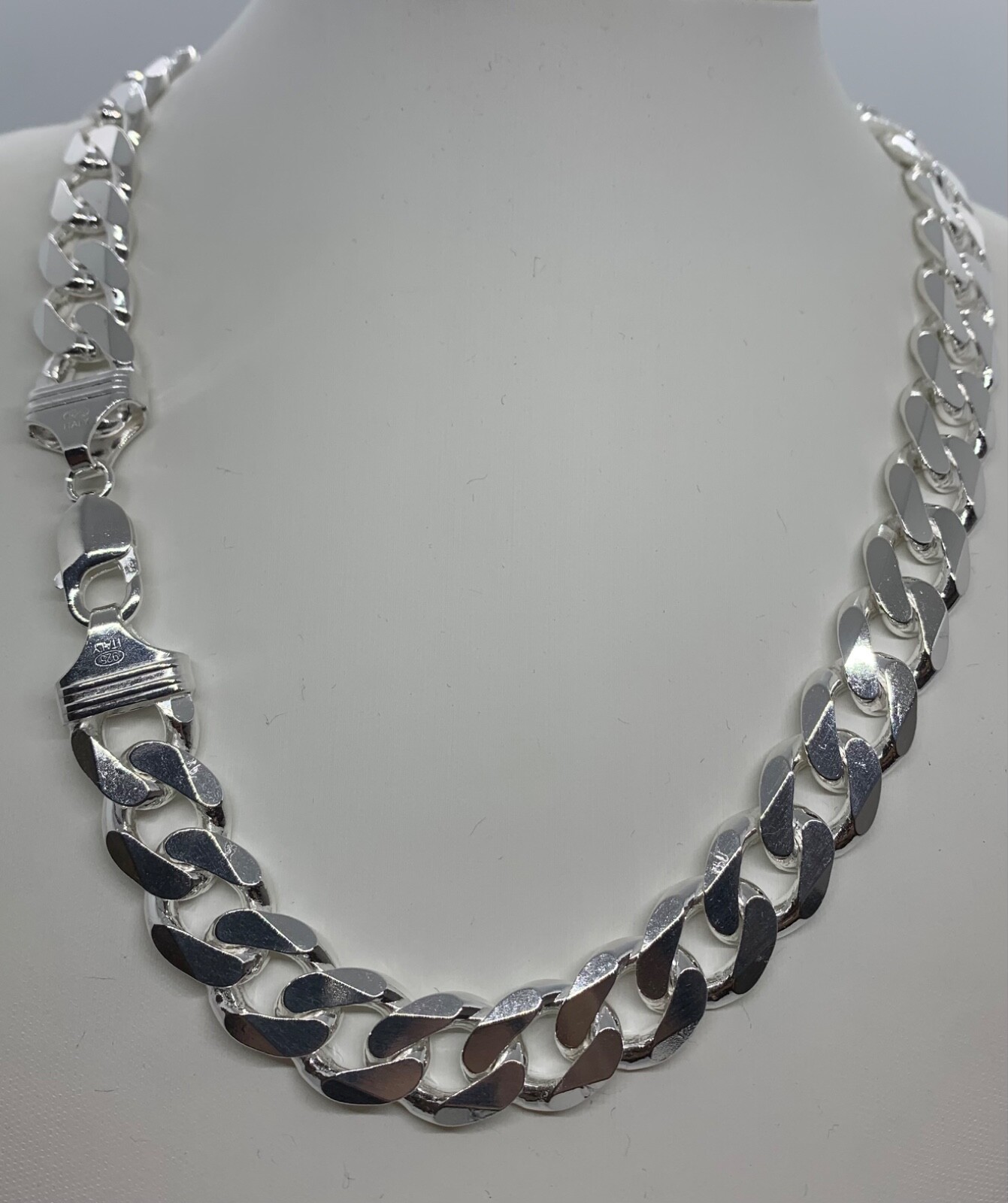15mm Solid 925 Sterling Silver Cuban Link Chain Necklace Men 20″-30” Made Italy