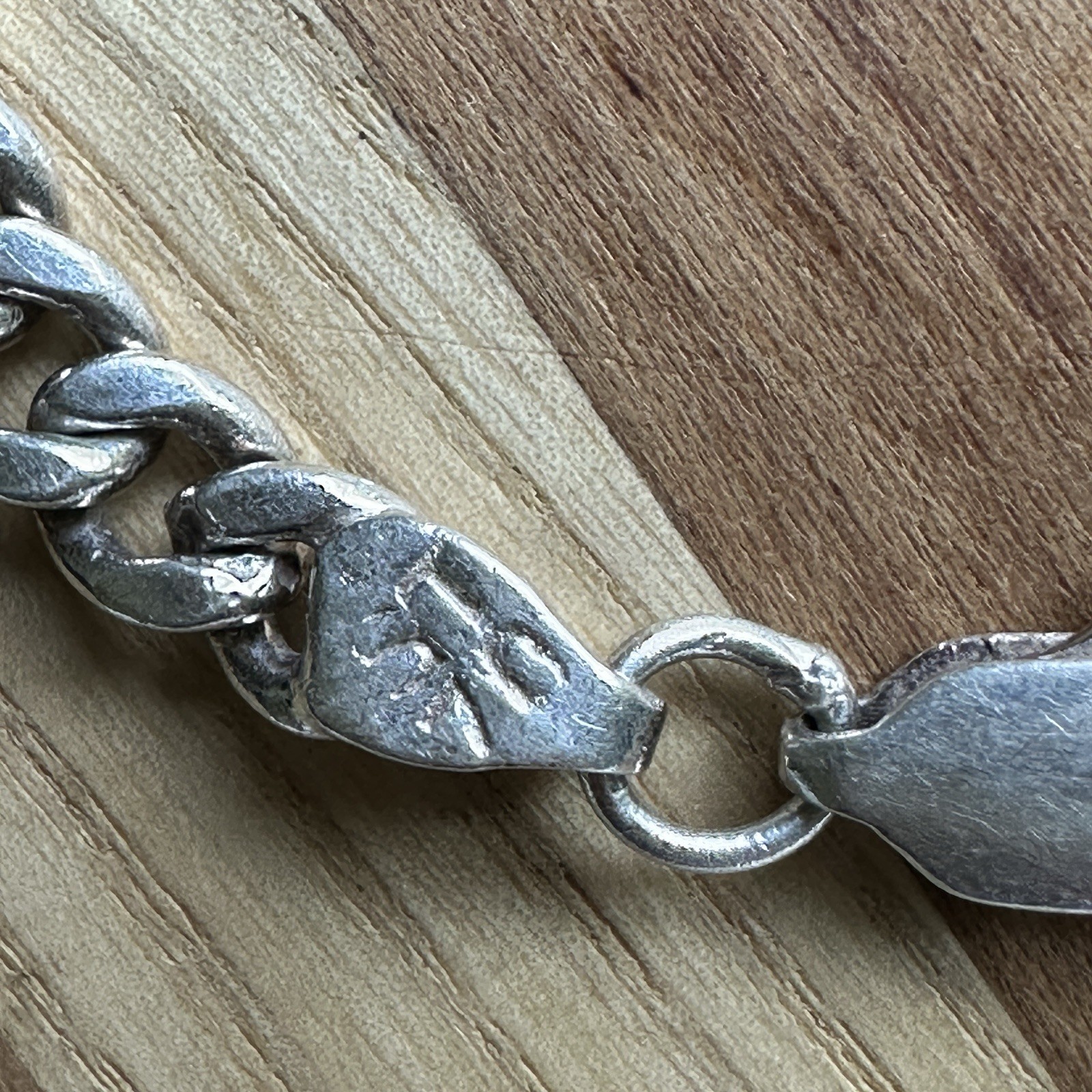 Vintage Cuban Link Chain Bracelet 8.25 Inch Lobster Signed ST 70 Sterling 18.3g