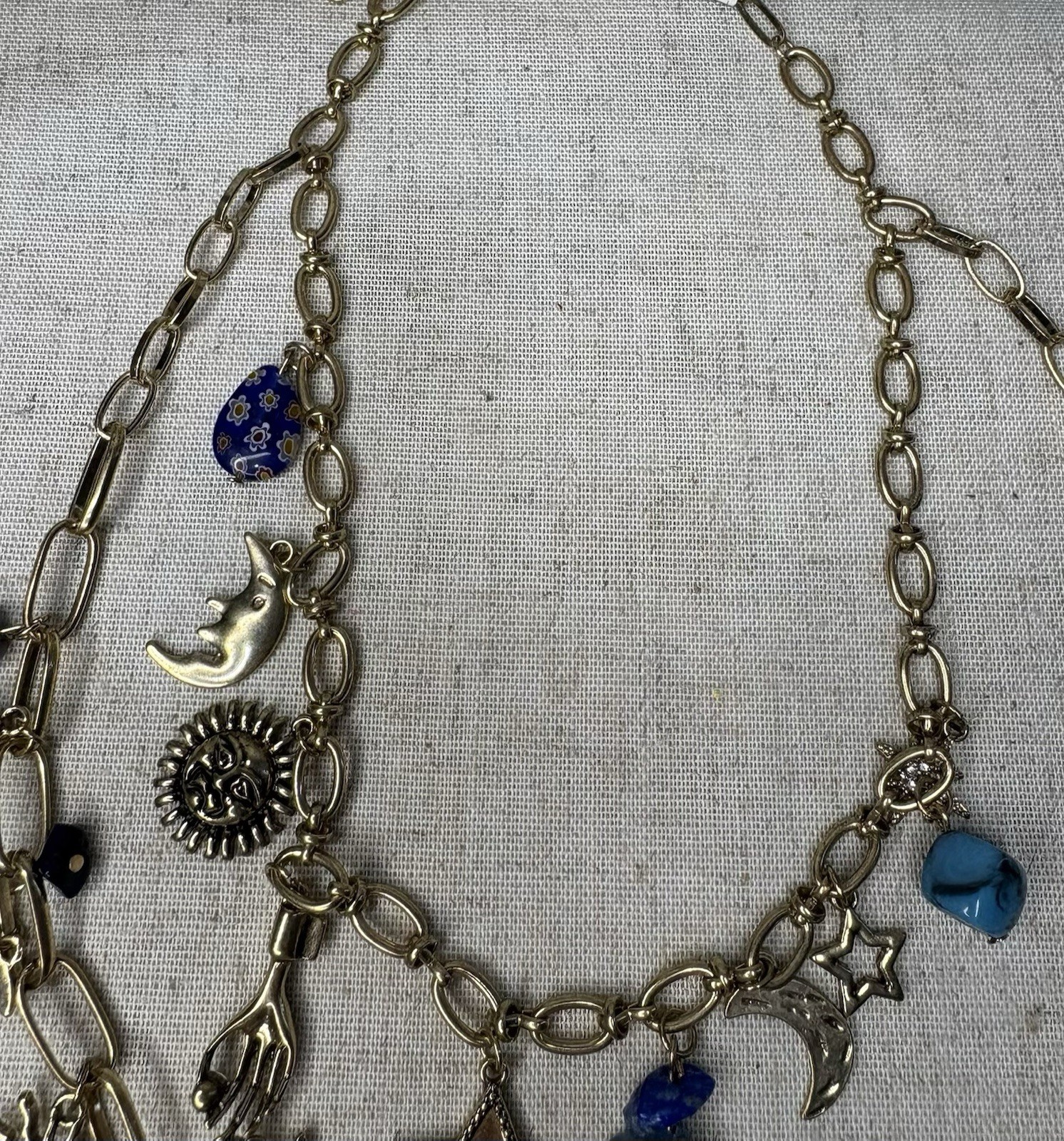 FREE PEOPLE Maxamillion Charm Stargirl Boho Celestial Necklace In Gold Tone NWT