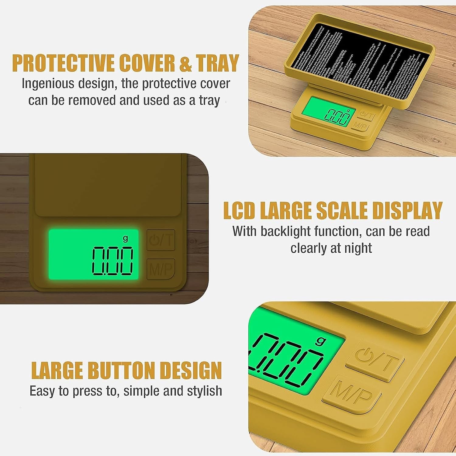 Portable 1000g Digital Gram Scale in Gold – 7 Units, Tare Function & Backlight