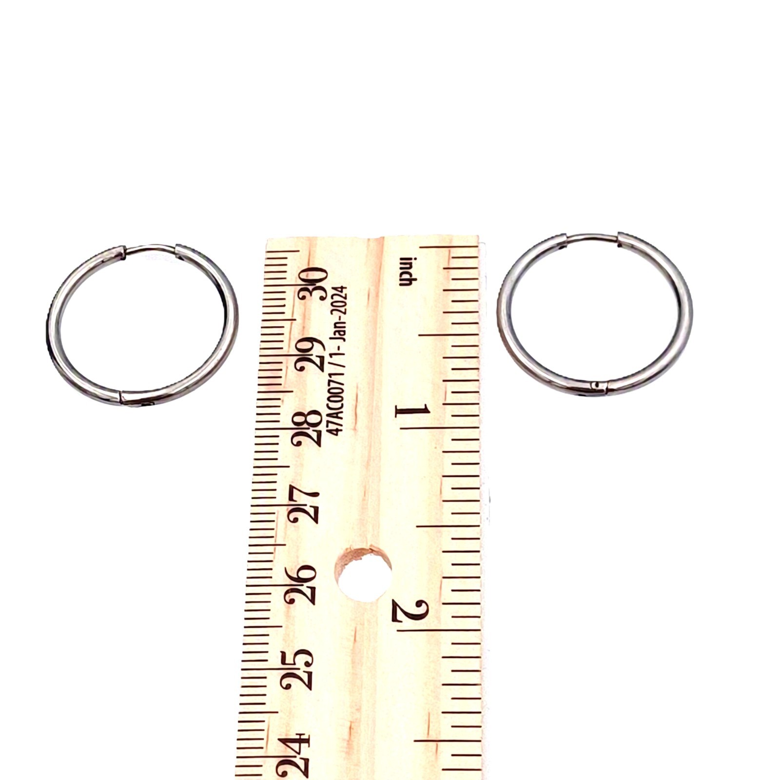 Stainless Steel Hoop Earrings Polished Round Huggie Minimalist Geometric Silver