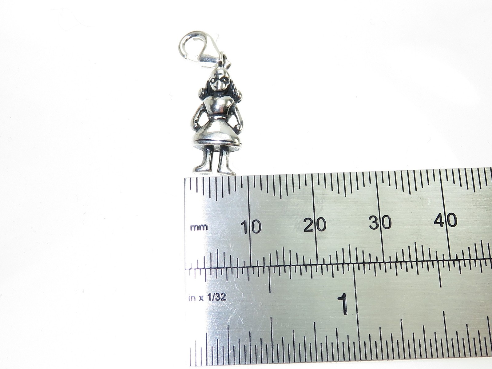 Girl 2D sterling silver charm on clip .925 x 1 Girls Female charms.