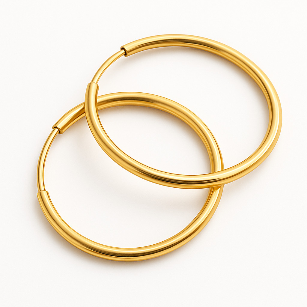 9ct Gold & Silver Sleeper Hoop Earrings PAIR – 12mm 14mm 18mm 20mm 30mm Sizes