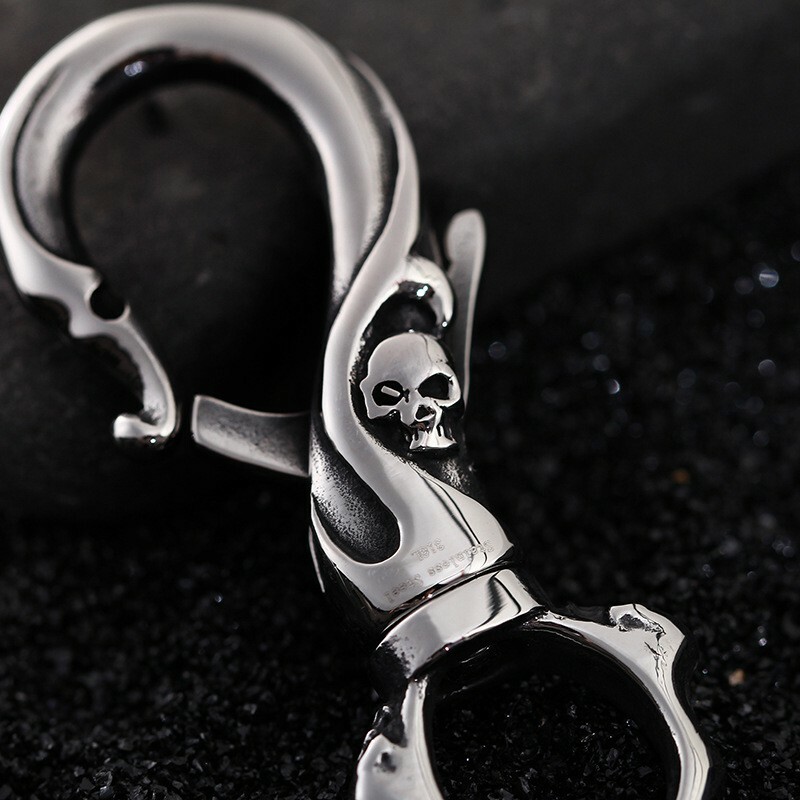 Mens Personality Skull Key Pendant Stainless Steel Necklace Rope Chain 22inch