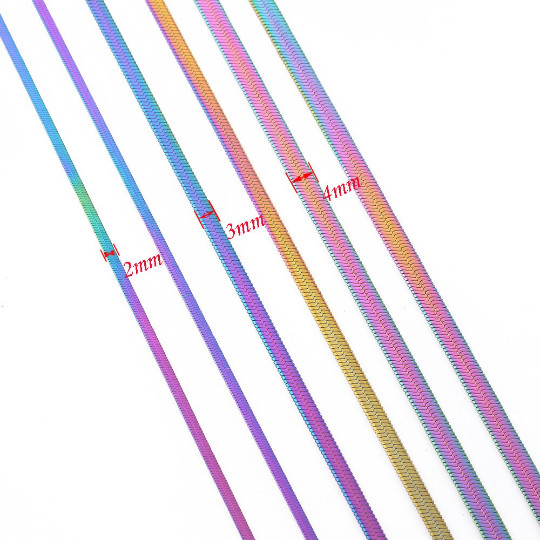 1-10pc Stainless Steel Rainbow Herringbone Chain Necklace Wholesale Bulk Lot