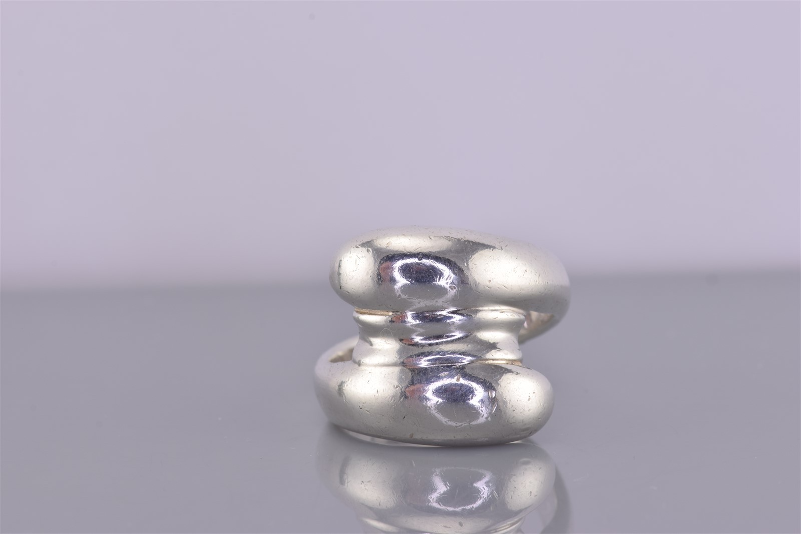 Sterling Silver 19mm Puffy Tapered Bypassing Band Ring 10g 925 Sz: 8