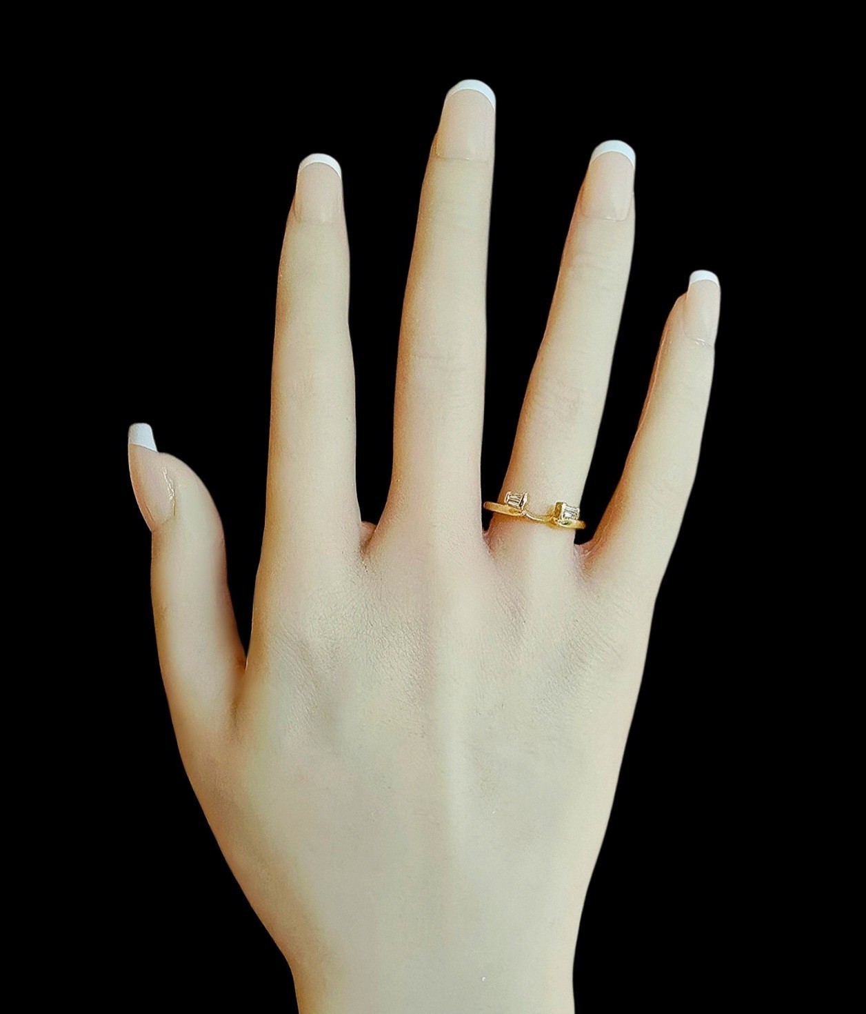 14K Gold Diamond Baguette Enhancer Size 5.5 Ring 2.6 Grams