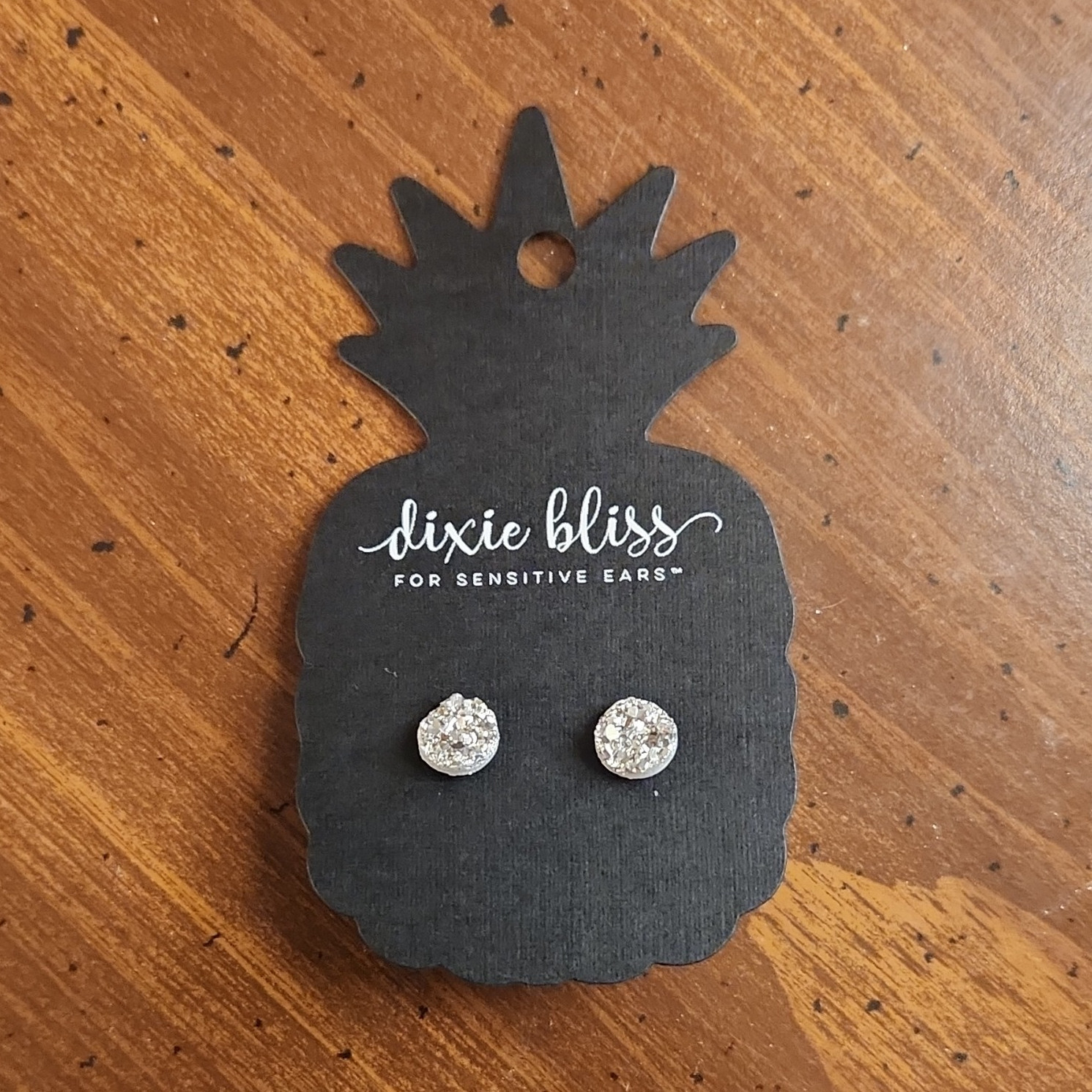 Dixie Bliss Silver Tone Round Pavé Simulated Crystal Stud Earrings, Butterfly