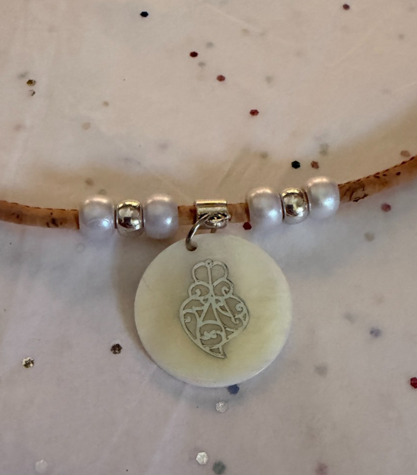 Heart of Viana Shell Pendant on Portuguese Cork Necklace 16 Inches Portugal