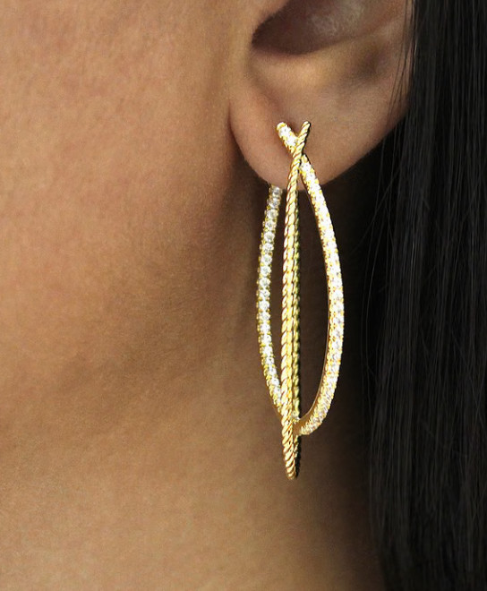 Gabriel & co twisted diamond hoop oval earrings