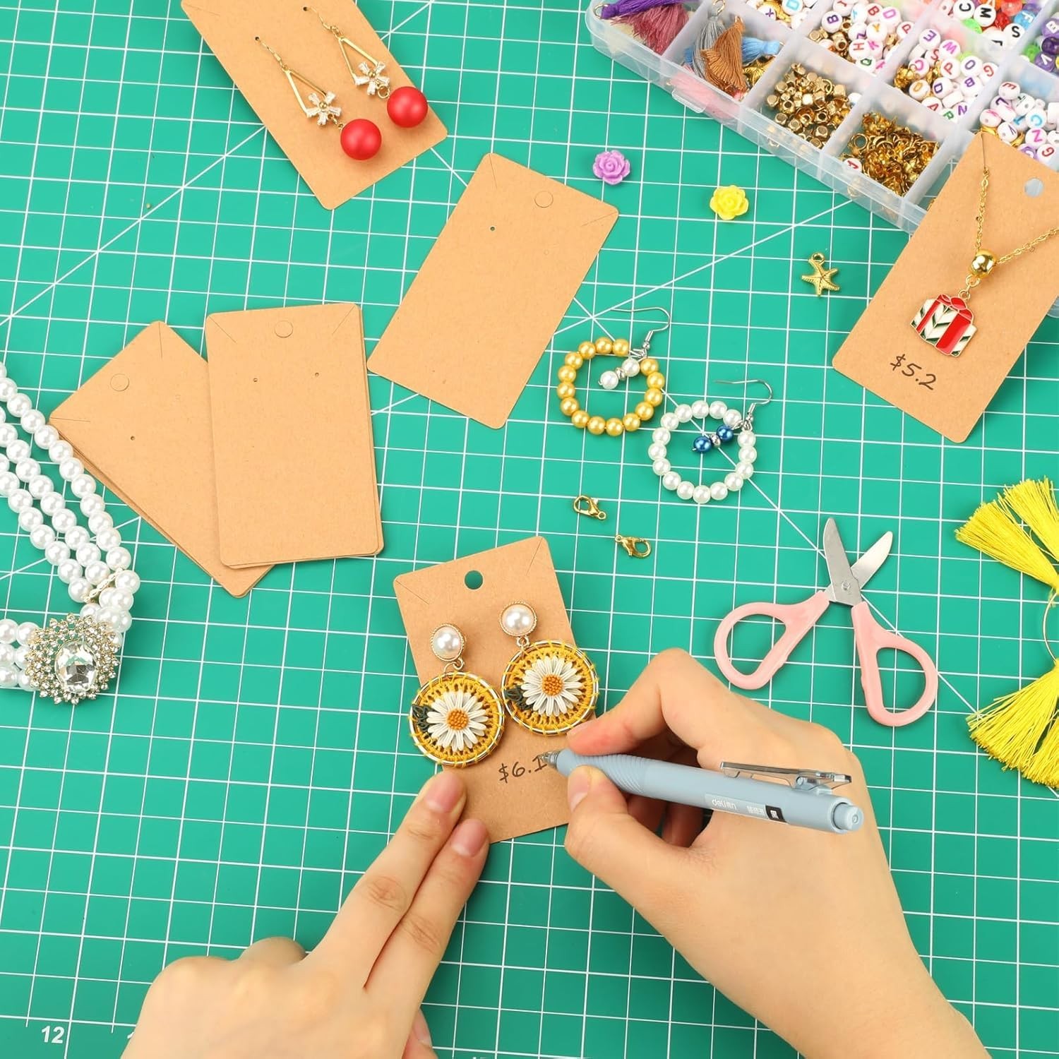 350pcs Earring Display Cards – 3.5 x 1.96 Inches Sturdy Earring Cards for Ear…