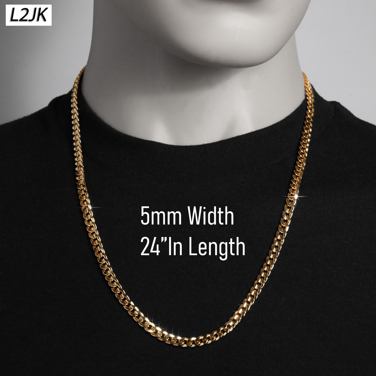 Concave Cuban Link Chain 5mm, 6mm, 8mm, 10mm 24″ 14K Gold Plated HipHop Fashion