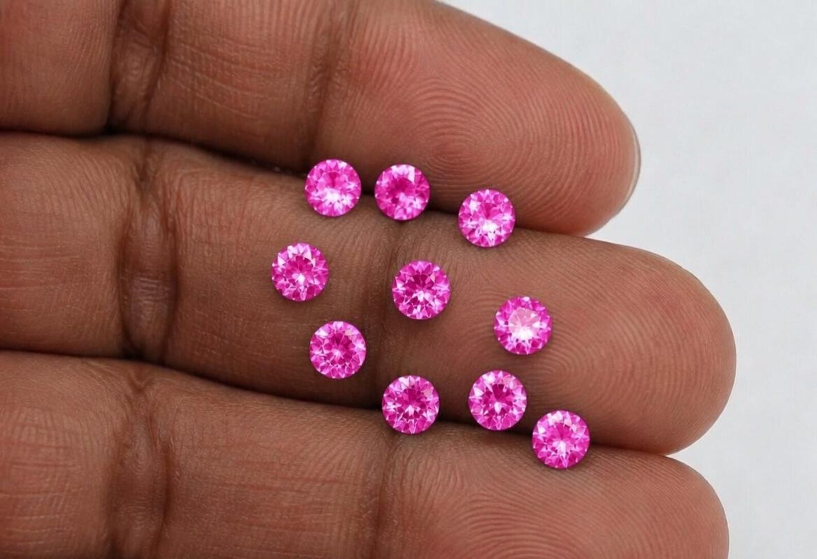 10 Pcs 3mm Pink Round Diamond VVS1 Loose Stones Ring Setting Jewelry Making