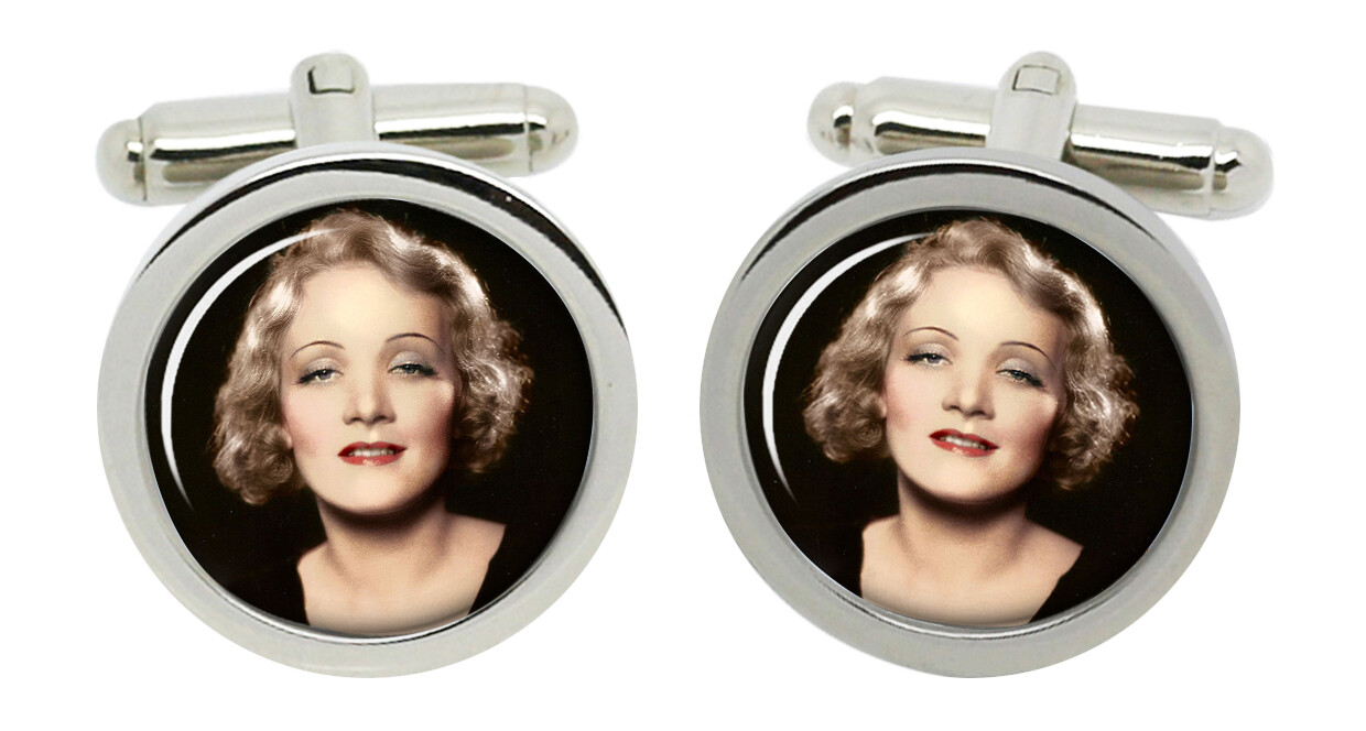Marlene Dietrich Cufflinks in Chrome Box