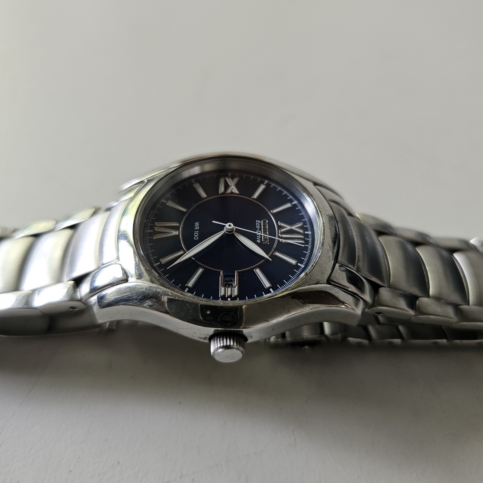 Citizen Eco-Drive Men’s Watch E111-S016827 Blue Roman Numeral Dial Boxed WR100