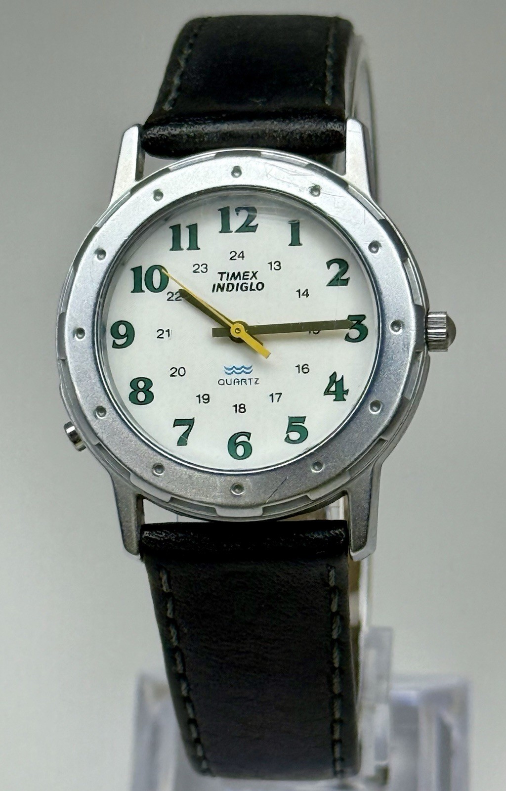Vintage Timex Indiglo Quartz Backlit Military Style Wrist Watch 32mm 9” – Works