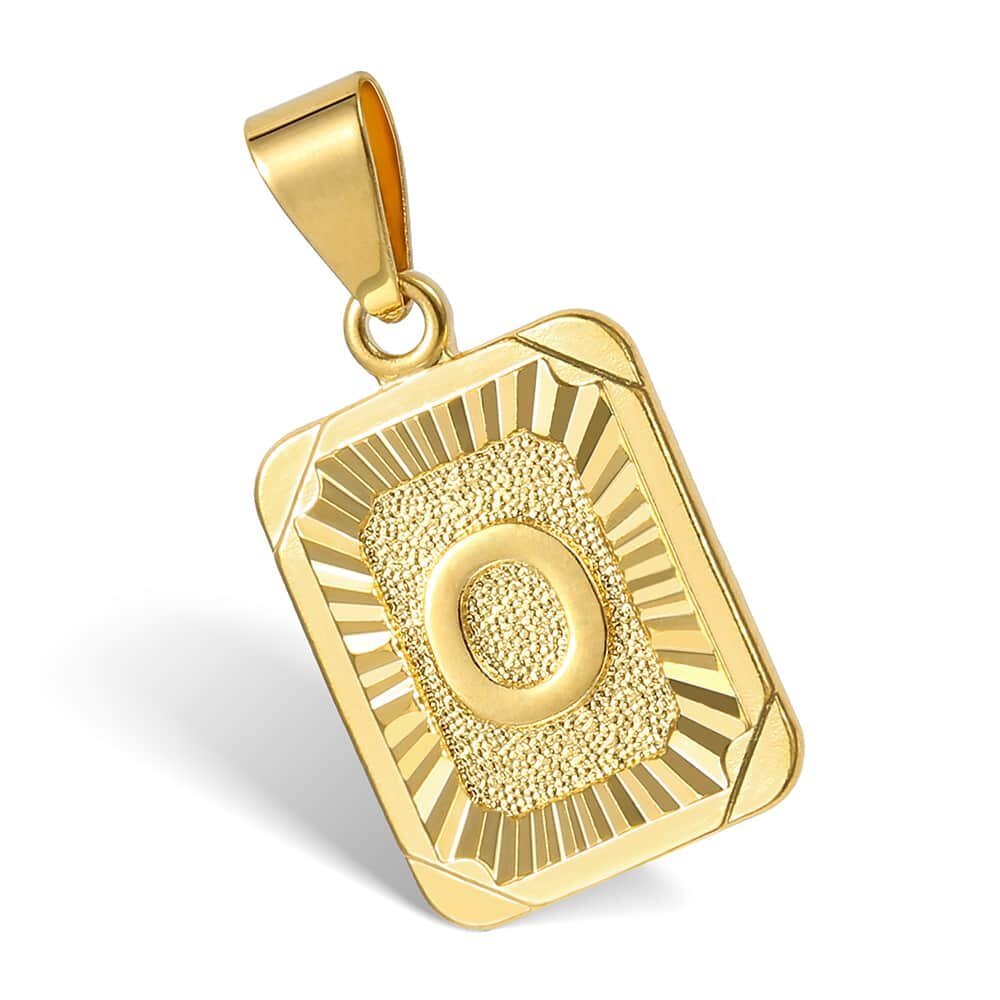 18″ Gold Plated Initial Letter Pendant Necklace Stainless Steel Figaro Chain Hot