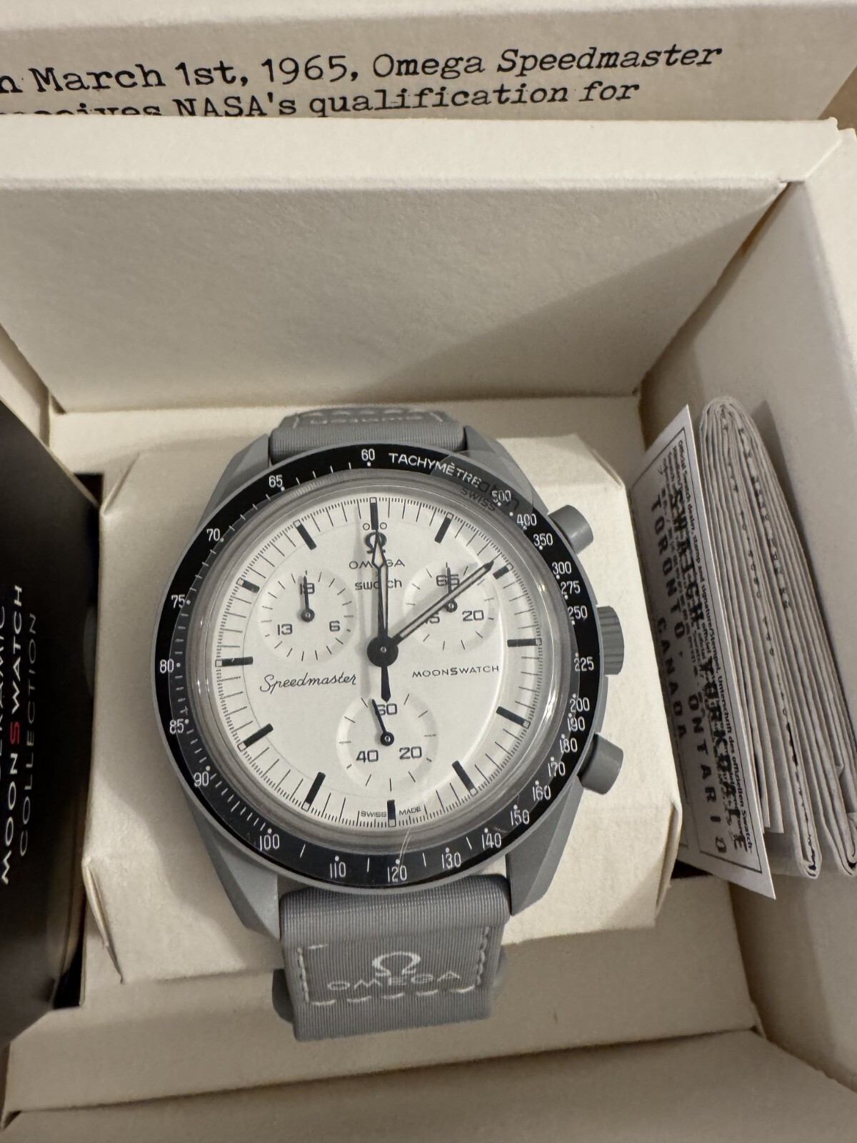 Swatch x OMEGA BIOCERAMIC MoonSwatch 1965 Gray White SO33M106 NEW Authentic