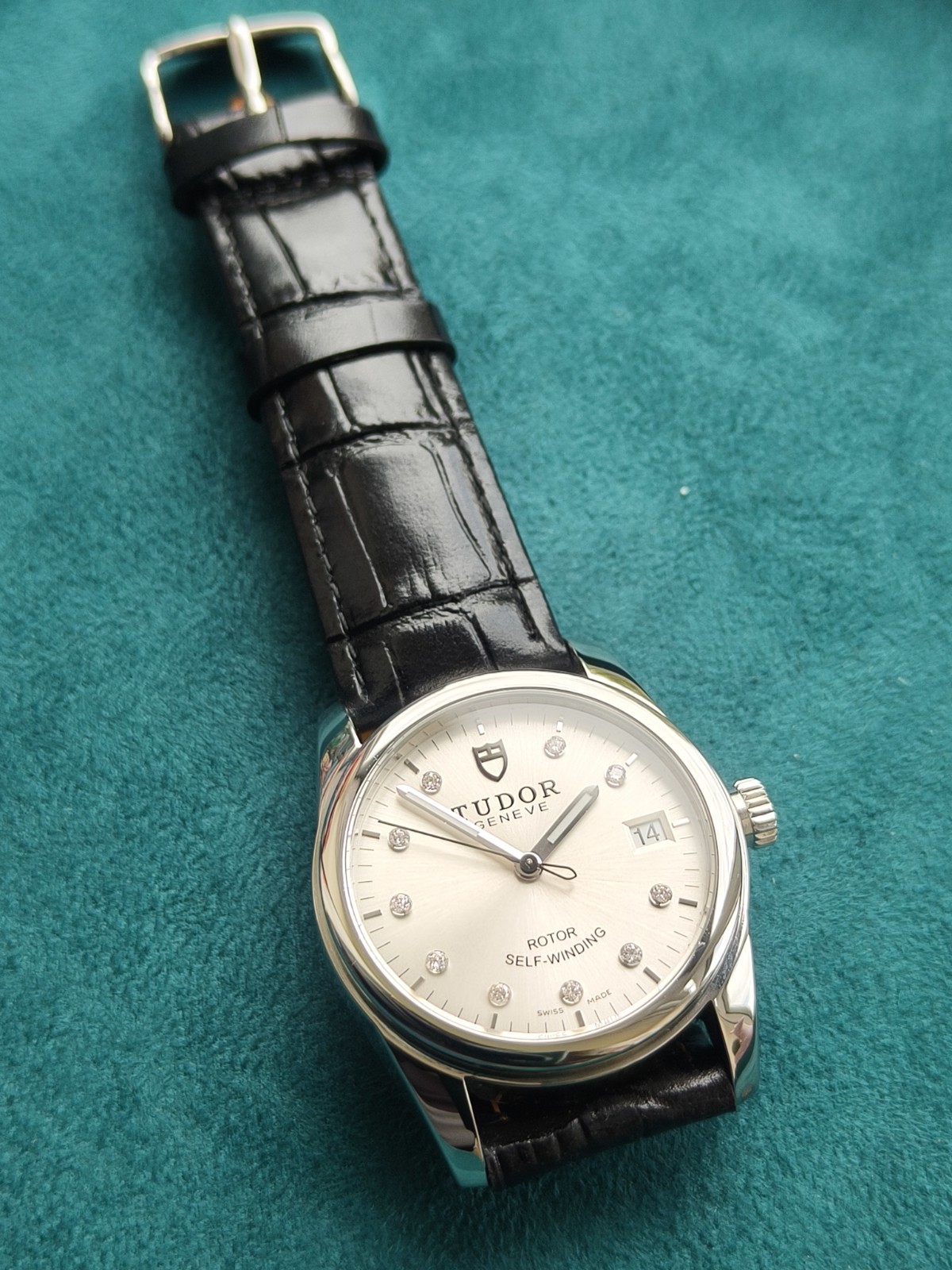 Tudor Glamour Date 55000 Silver Sunray Dial 10 Diamond Dots 36mm Mint Condition