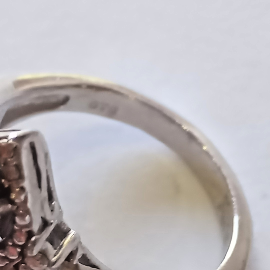 Vintage STS Karis Gothic Cross Amethyst Ring,Silver Tone Cocktail Ring Size 6.5