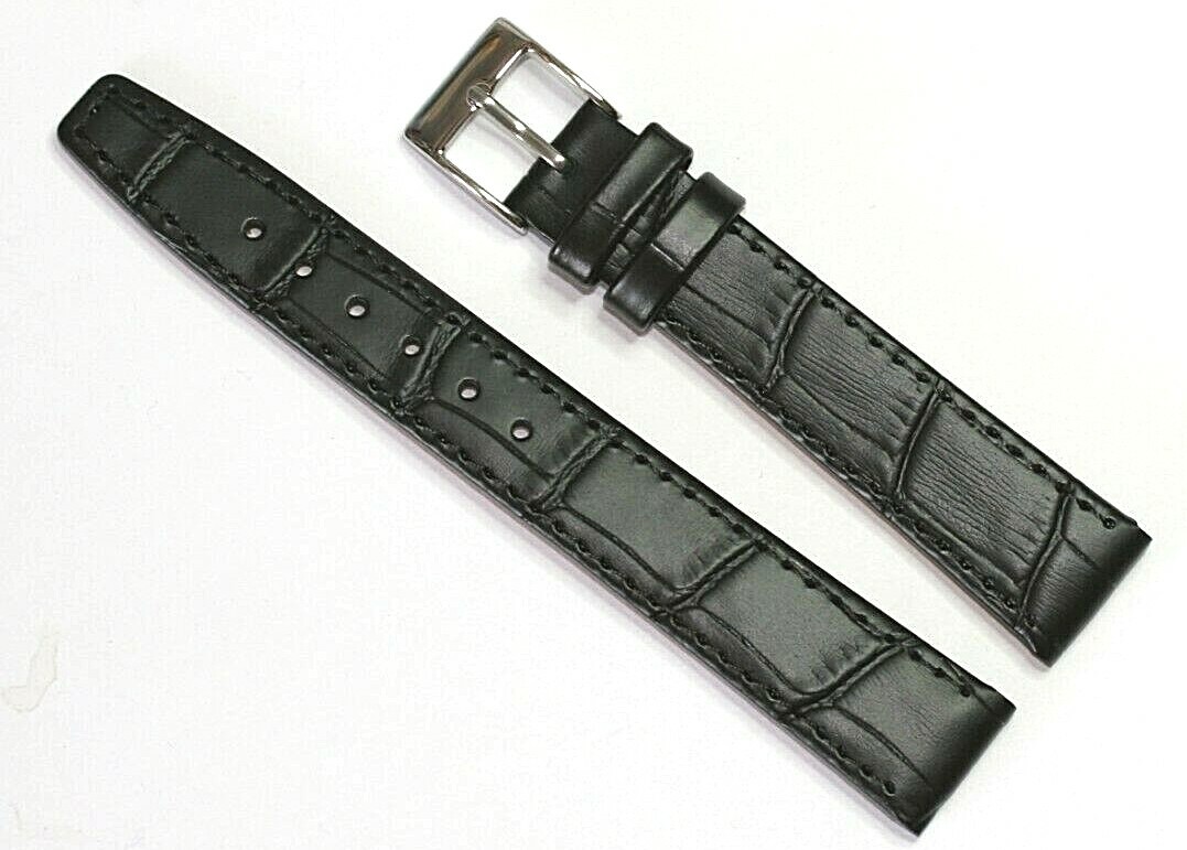EASY FIT CLIP ON OPEN ENDED LEATHER WATCH STRAP BLACK 12MM to 20MM FREE POST