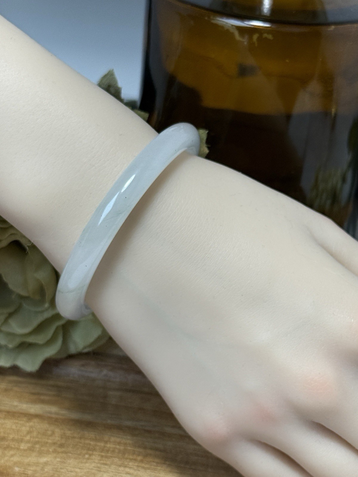 Afghan Jade Transparent White Hard Bangle Size: 54.7 Width: 8MM