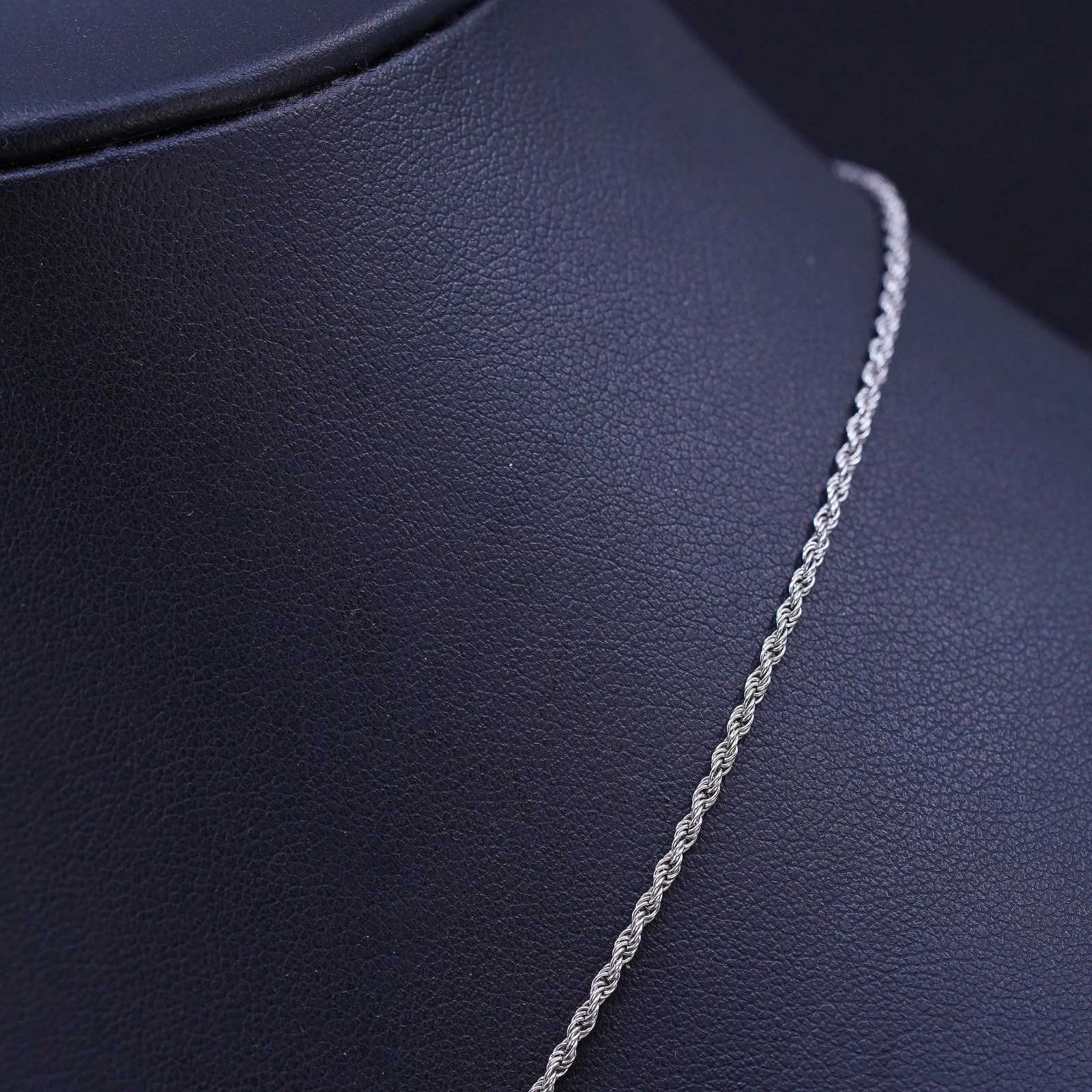 16” 1.6mm, vintage Italian sterling silver 925 French rope chain necklace
