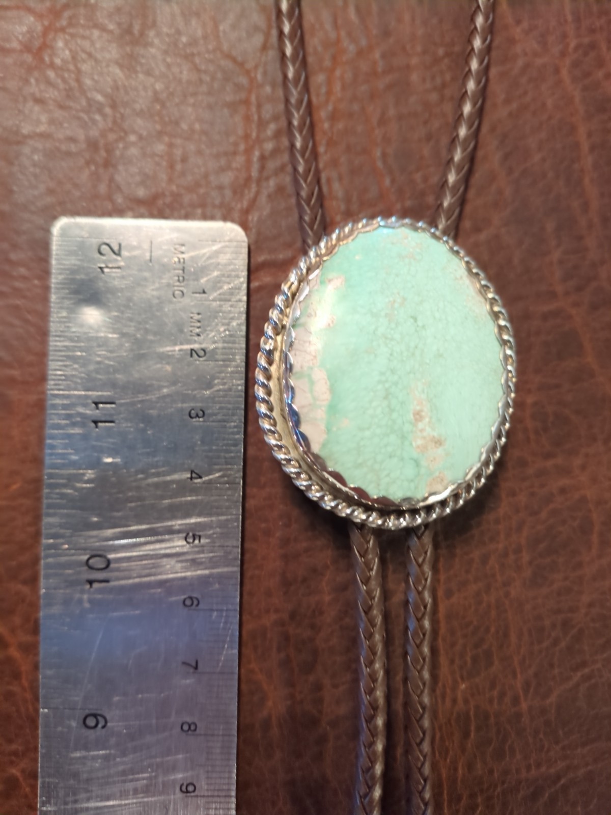 bolo tie silver handmade variscite