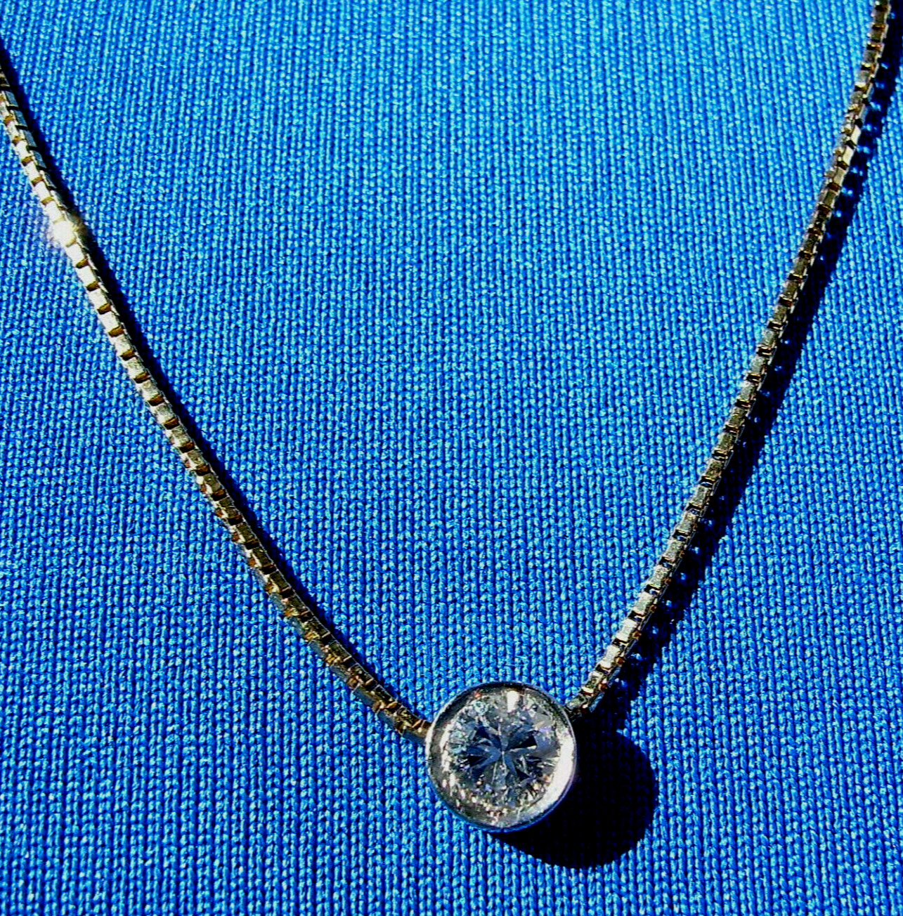 EARTH MINED DIAMOND Station Deco Pendant Necklaces SOLID 14K GOLD 18″ inch Chain