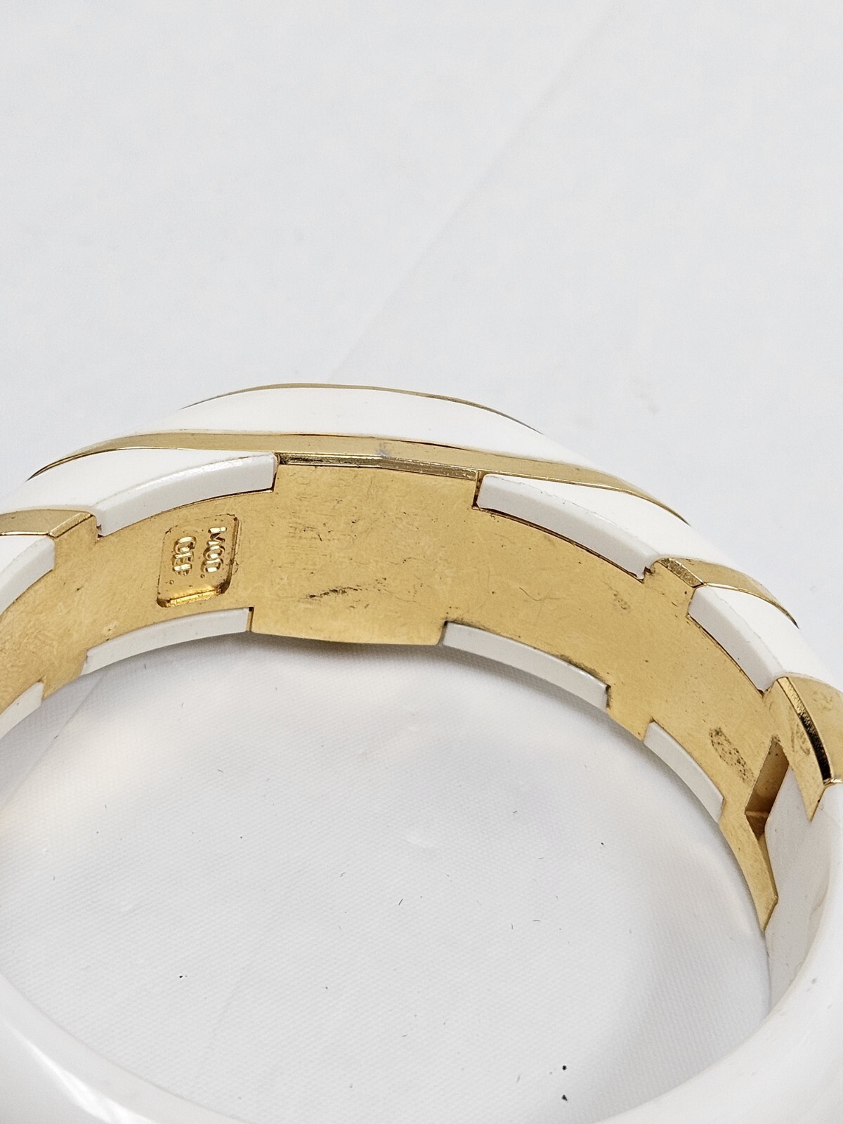 Vintage Lucerne Swiss Mechanical Bangle Watch Gold Tone & White Womens Modern