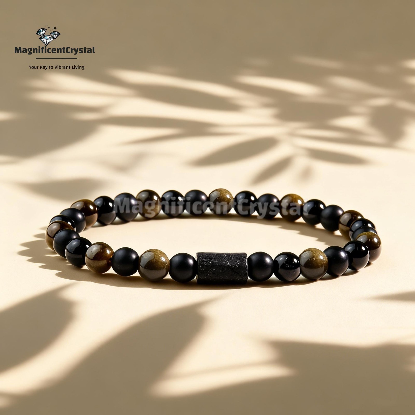 AAA+ Ultimate Protection Bracelet Black Tourmaline Onyx Obsidian Shungite Bar