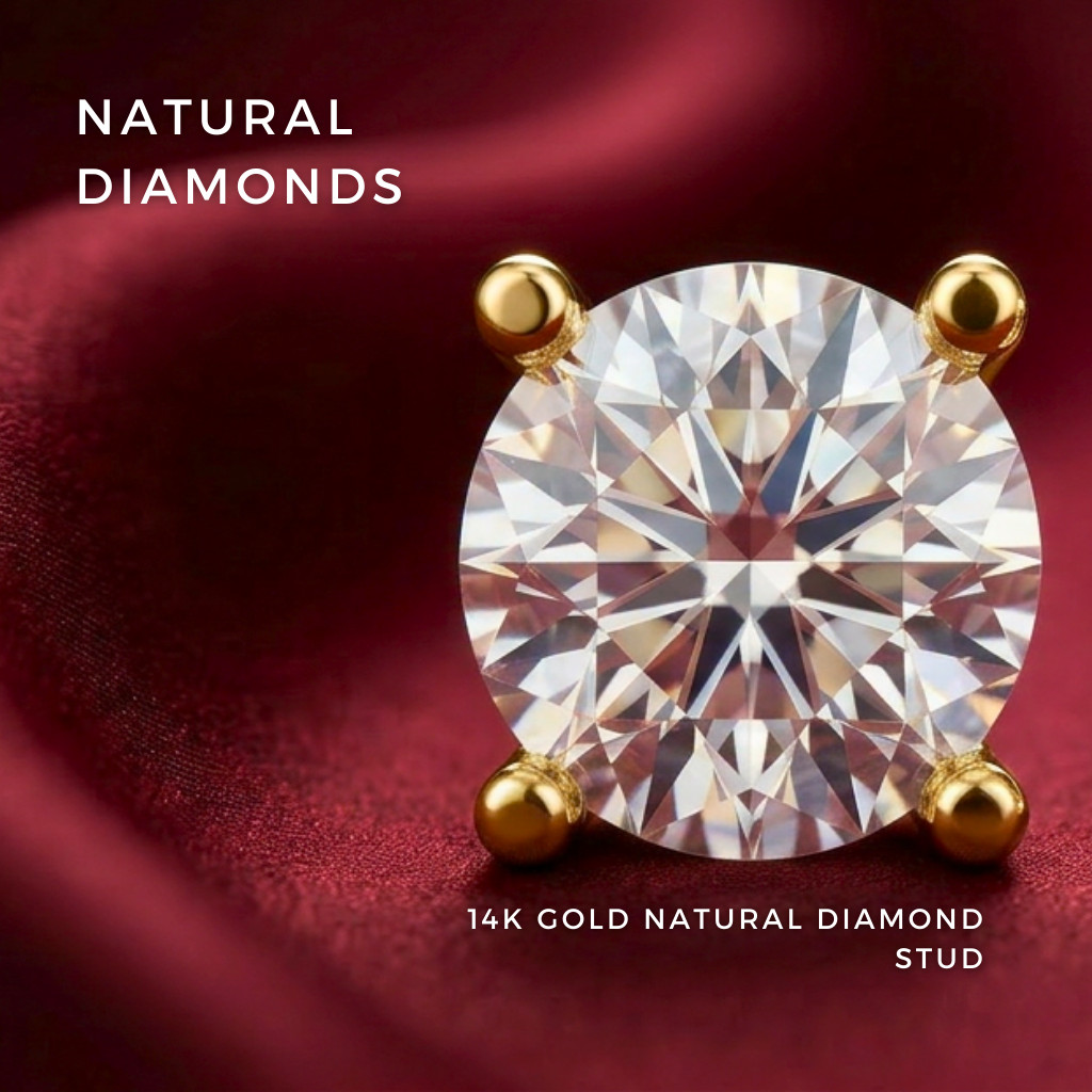 0.2 to 2 Carat 14K Gold 4Prong ScrewBack Natural Diamond Stud Earrings for Women