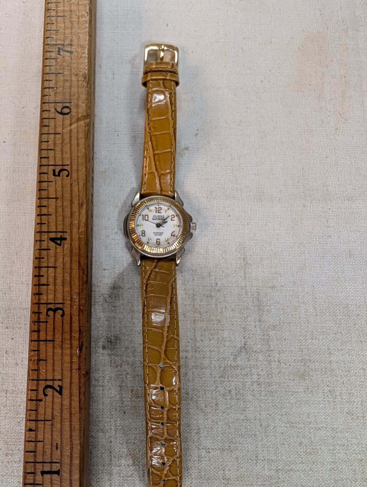 Vintage Guess Waterpro Watch Women 28mm Gold Tone Running – New Battery