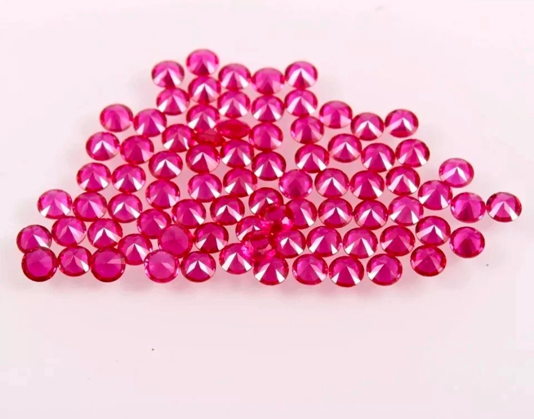 60 Piece Red Ruby Natural 6 mm Round Faceted Certified Loose Gemstone Lot+ Gift