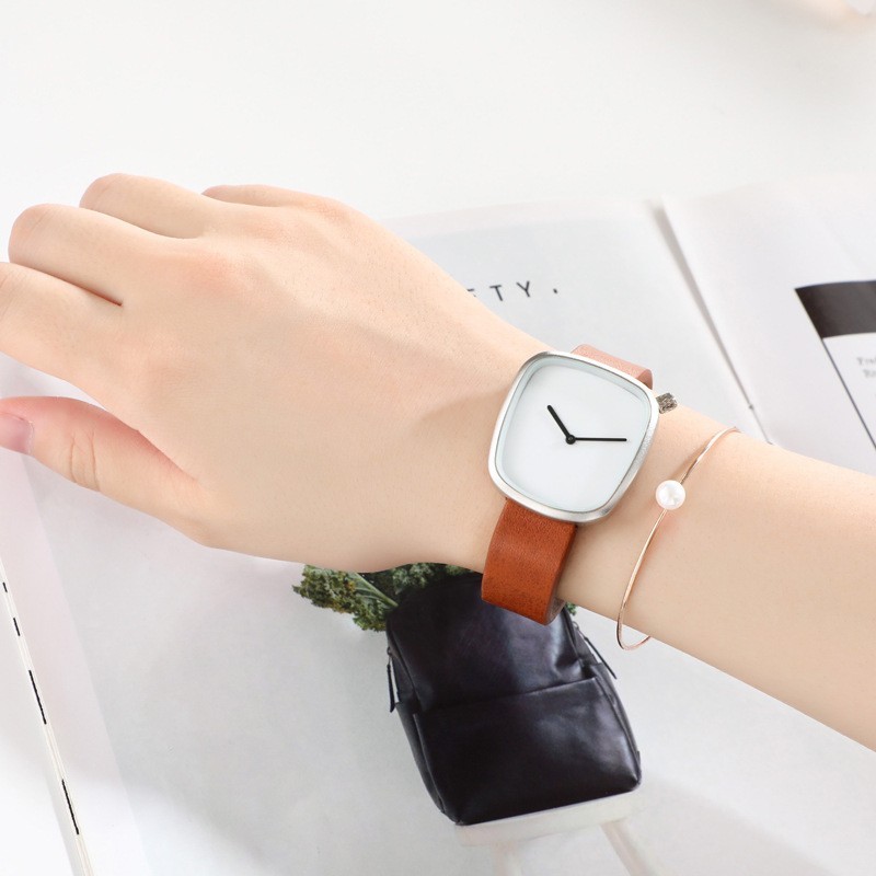 TOMI Minimalist Men’s Watch Ultra-Thin Square Dial Elegant Quartz Leather Strap