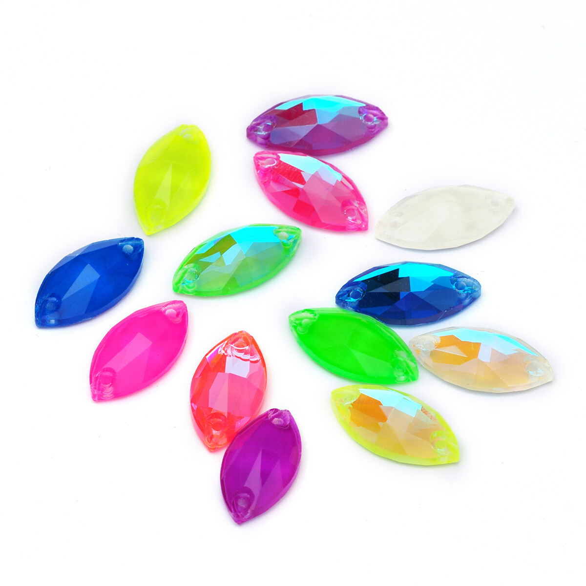 Navette Crystal Neon Sew On Rhinestones Fluorescence Mocha Sewing accessory