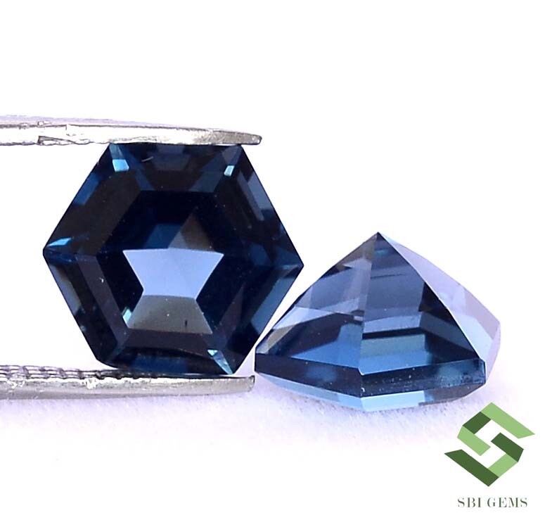 5×5 mm To 10×10 mm Natural London Blue Topaz Hexagon Cut Pair Faceted Loose Gems